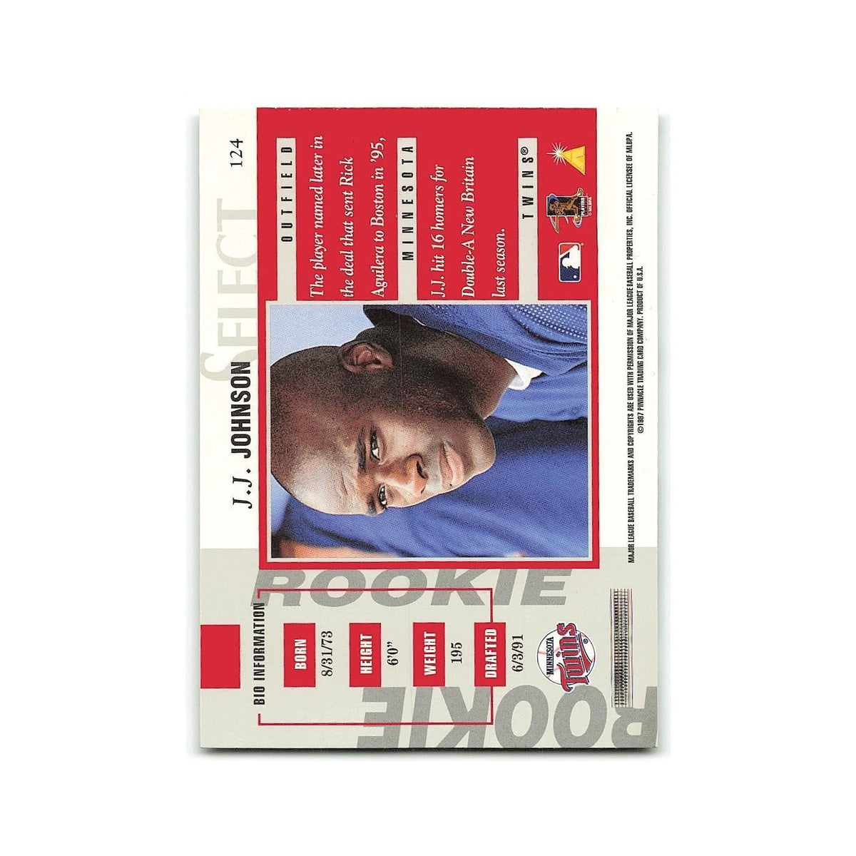 J.J. Johnson Rookie 1997 Select #124 Minnesota Twins Baseball Card NM