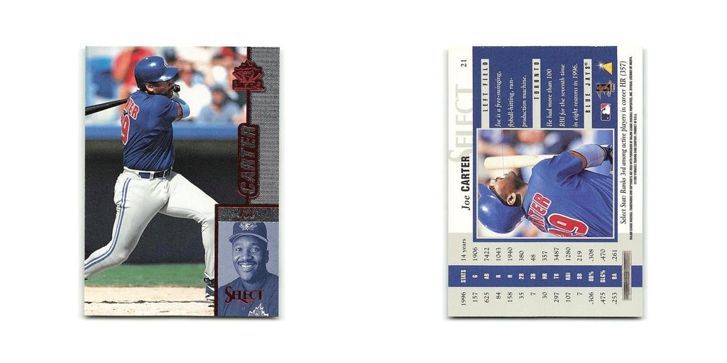 Joe Carter 1997 Select #21 Toronto Blue Jays Baseball Card NM