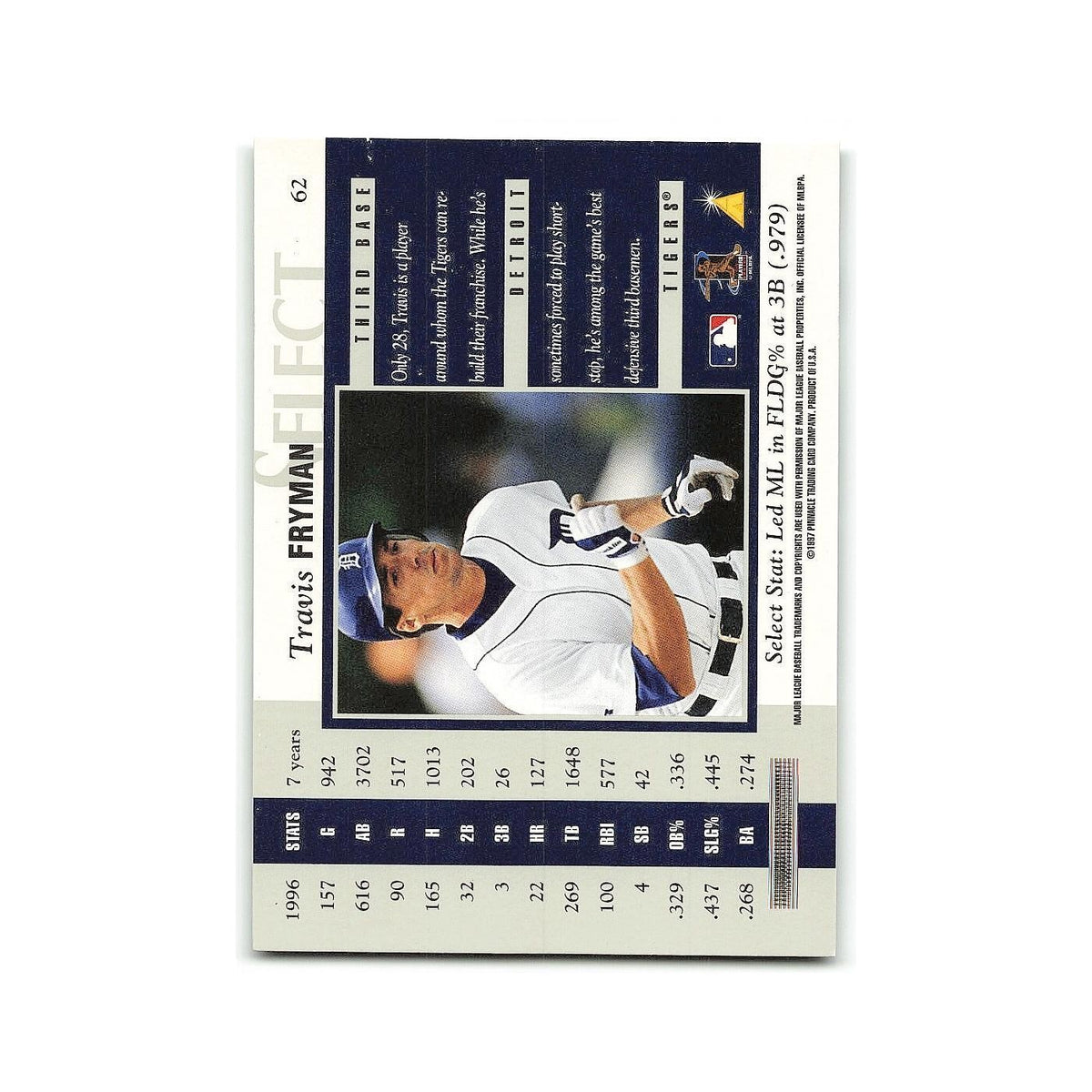 Travis Fryman 1997 Select #62 Detroit Tigers Baseball Card NM