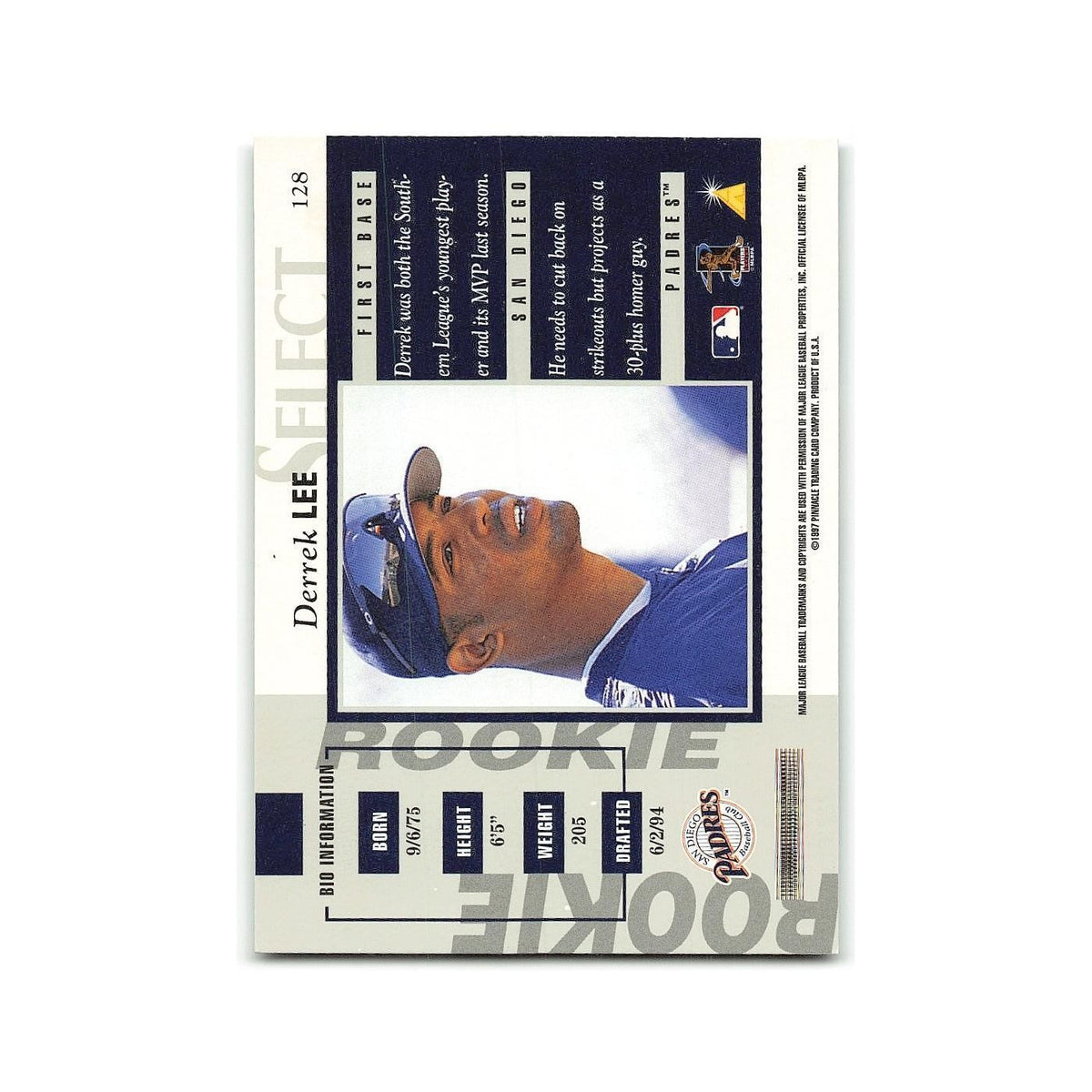 Derrek Lee 1997 Select #128 San Diego Padres Baseball Card NM