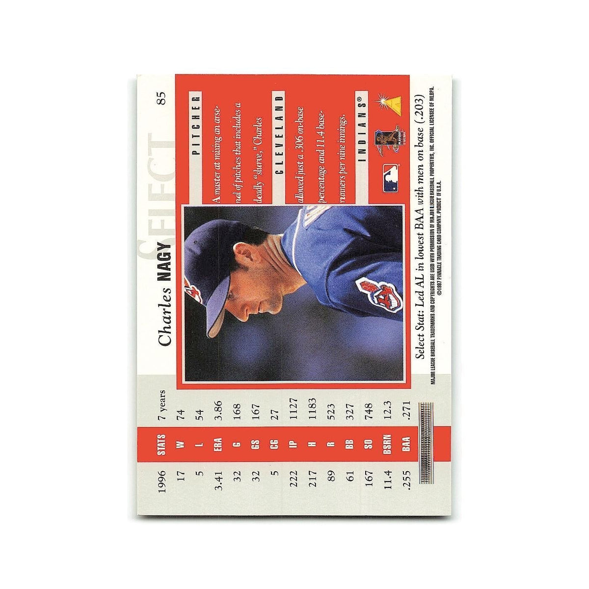 Charles Nagy 1997 Select #85 Cleveland Indians Baseball Card NM