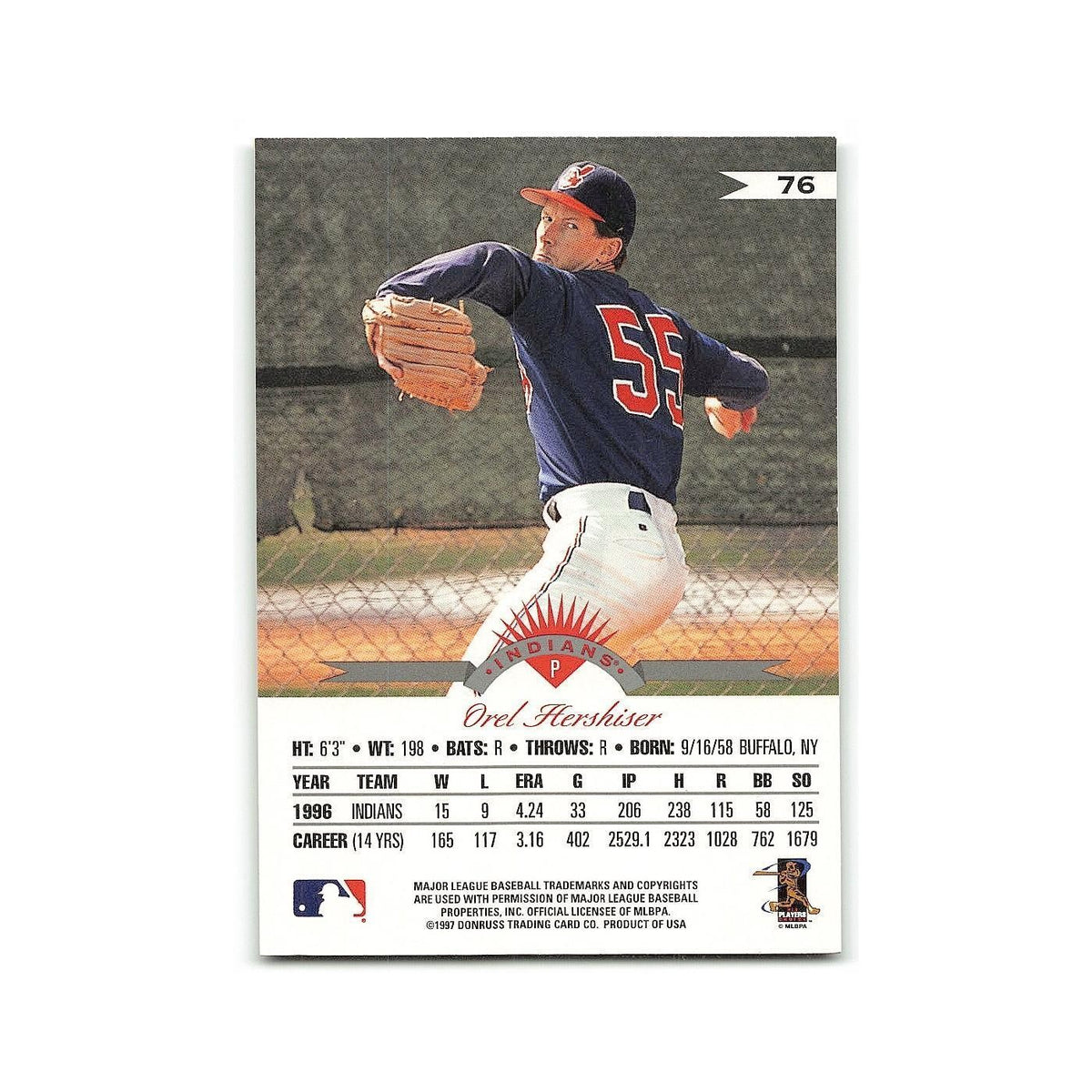 Orel Hershiser 1997 Leaf #76 Cleveland Indians Baseball Card NM