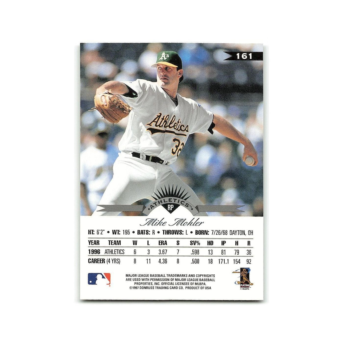 Mike Mohler 1997 Leaf #161 Oakland Athletics Baseball Card NM