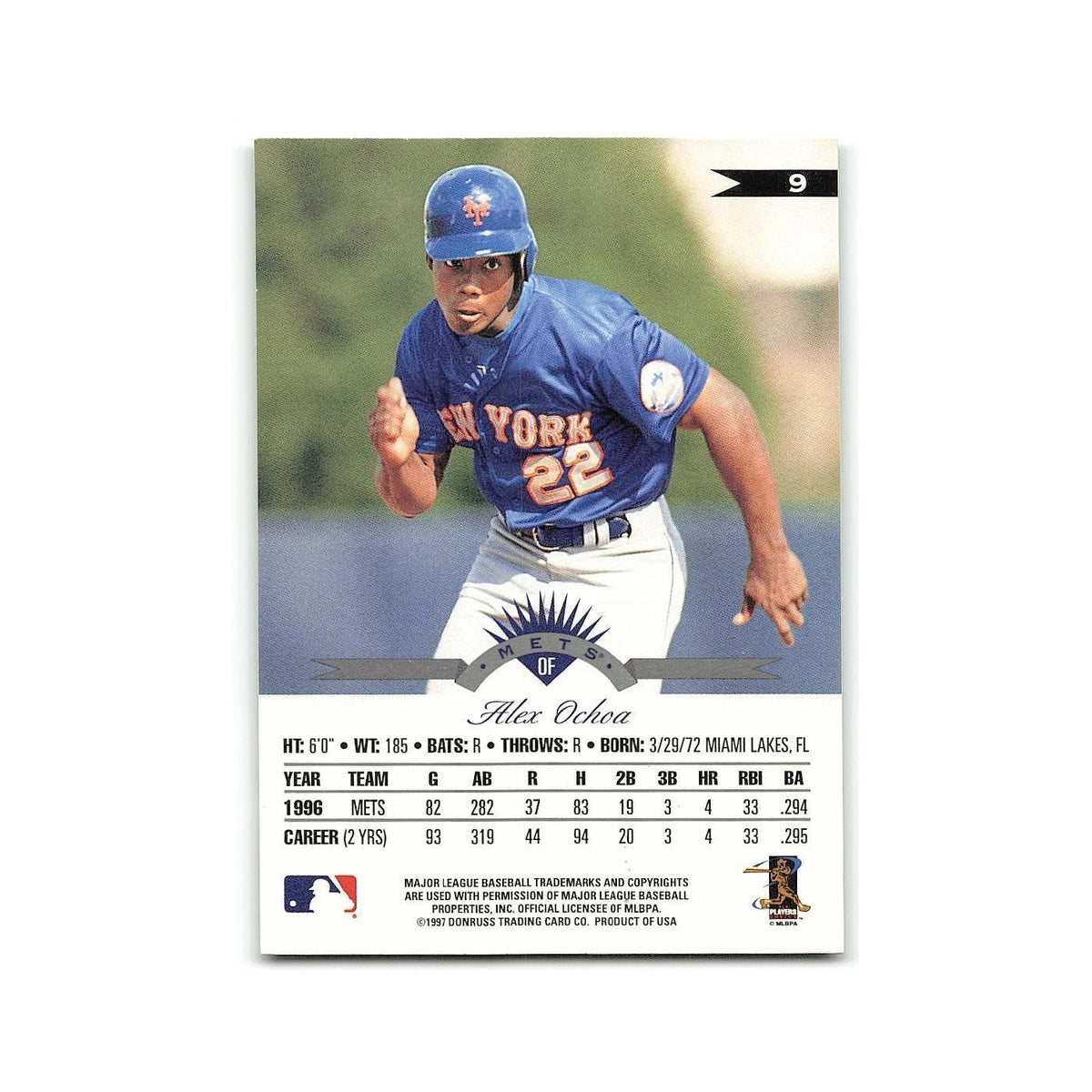 Alex Ochoa 1997 Leaf #9 New York Mets Baseball Card NM