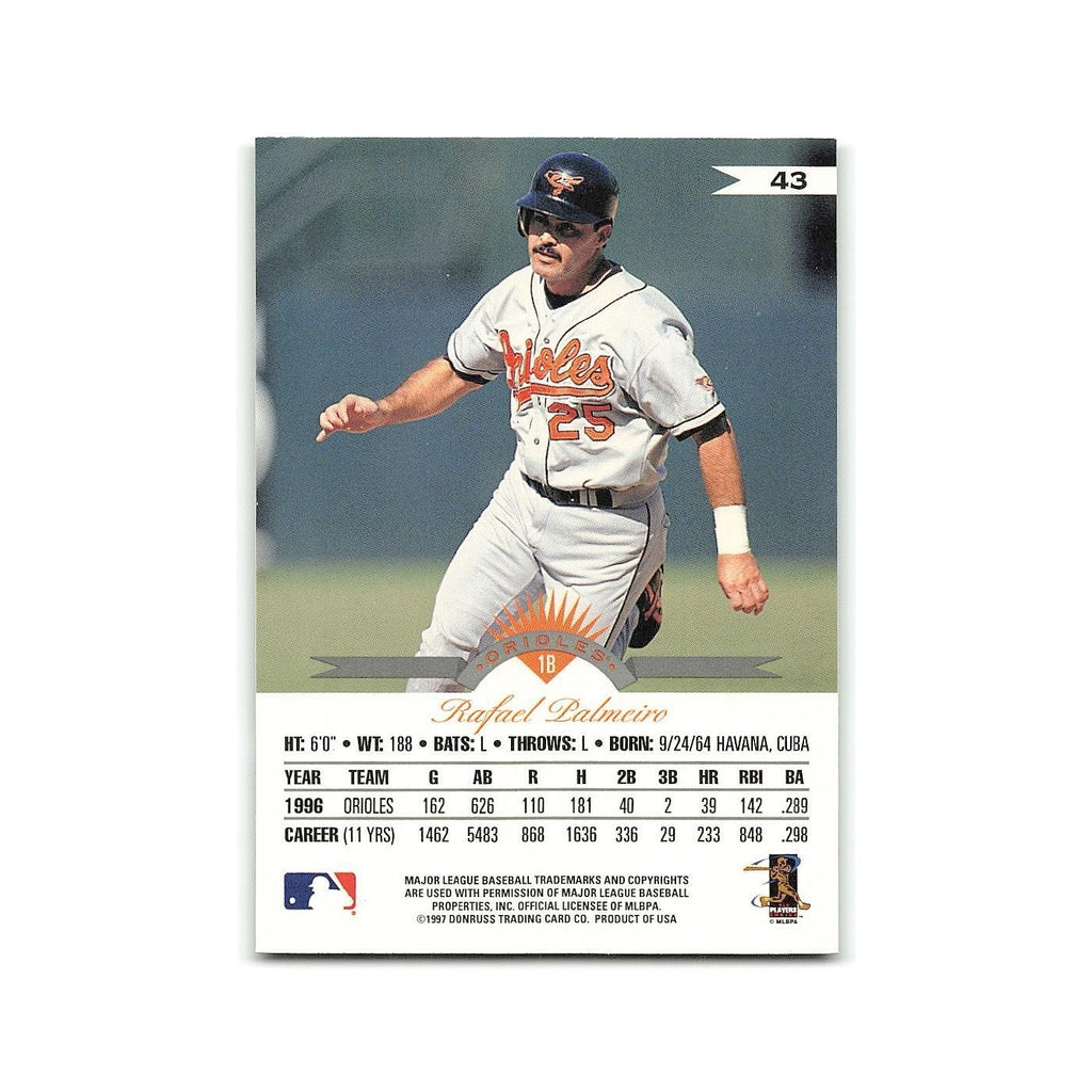 Rafael Palmeiro 1997 Leaf #43 Baltimore Orioles Baseball Card NM