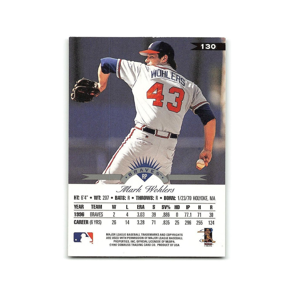 Mark Wohlers 1997 Leaf #130 Atlanta Braves Baseball Card NM