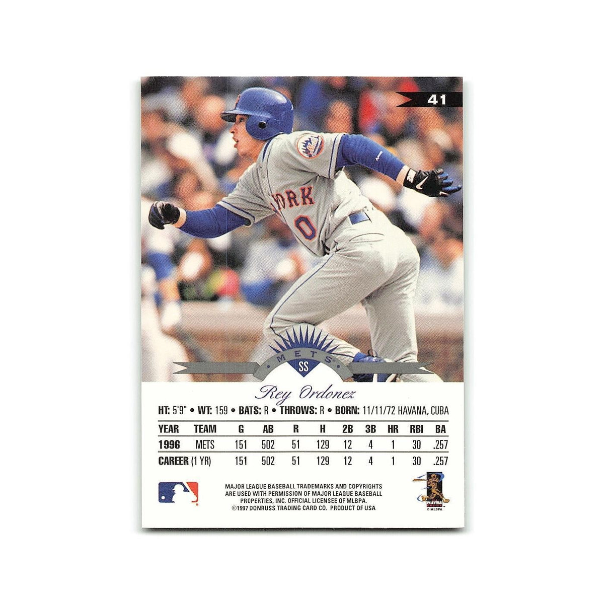 Rey Ordonez 1997 Leaf #41 New York Mets Baseball Card NM