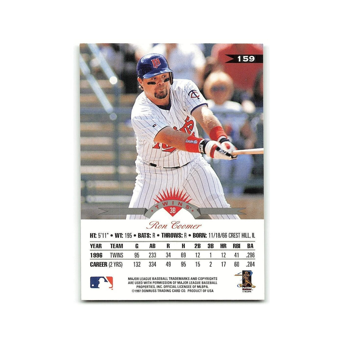 Ron Coomer 1997 Leaf #159 Minnesota Twins Baseball Card NM