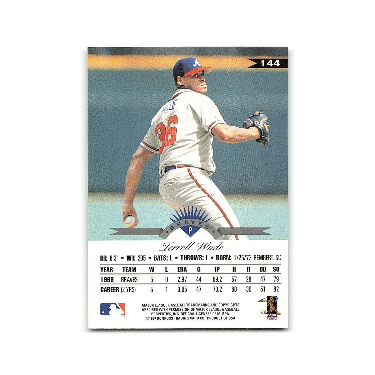 Terrell Wade 1997 Leaf #144 Atlanta Braves Baseball Card NM