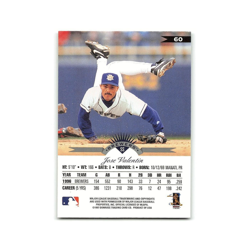 Jose Valentin 1997 Leaf #60 Milwaukee Brewers Baseball Card NM