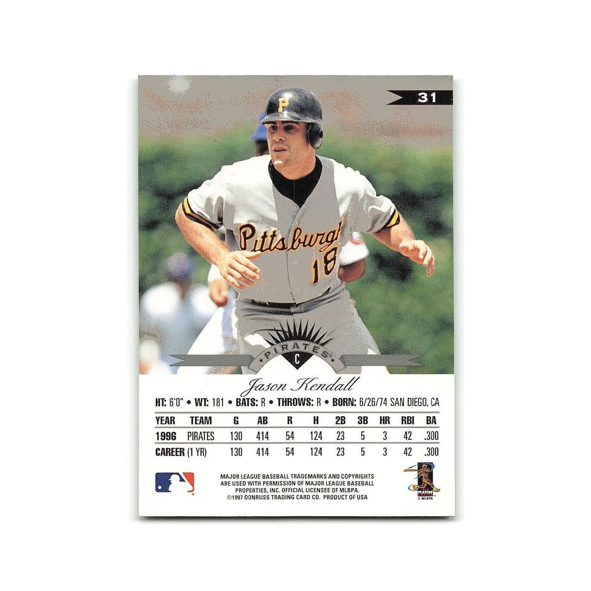 Jason Kendall 1997 Leaf #31 Pittsburgh Pirates Baseball Card NM