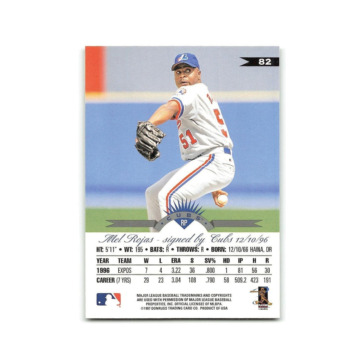Mel Rojas 1997 Leaf #82 Chicago Cubs Baseball Card NM