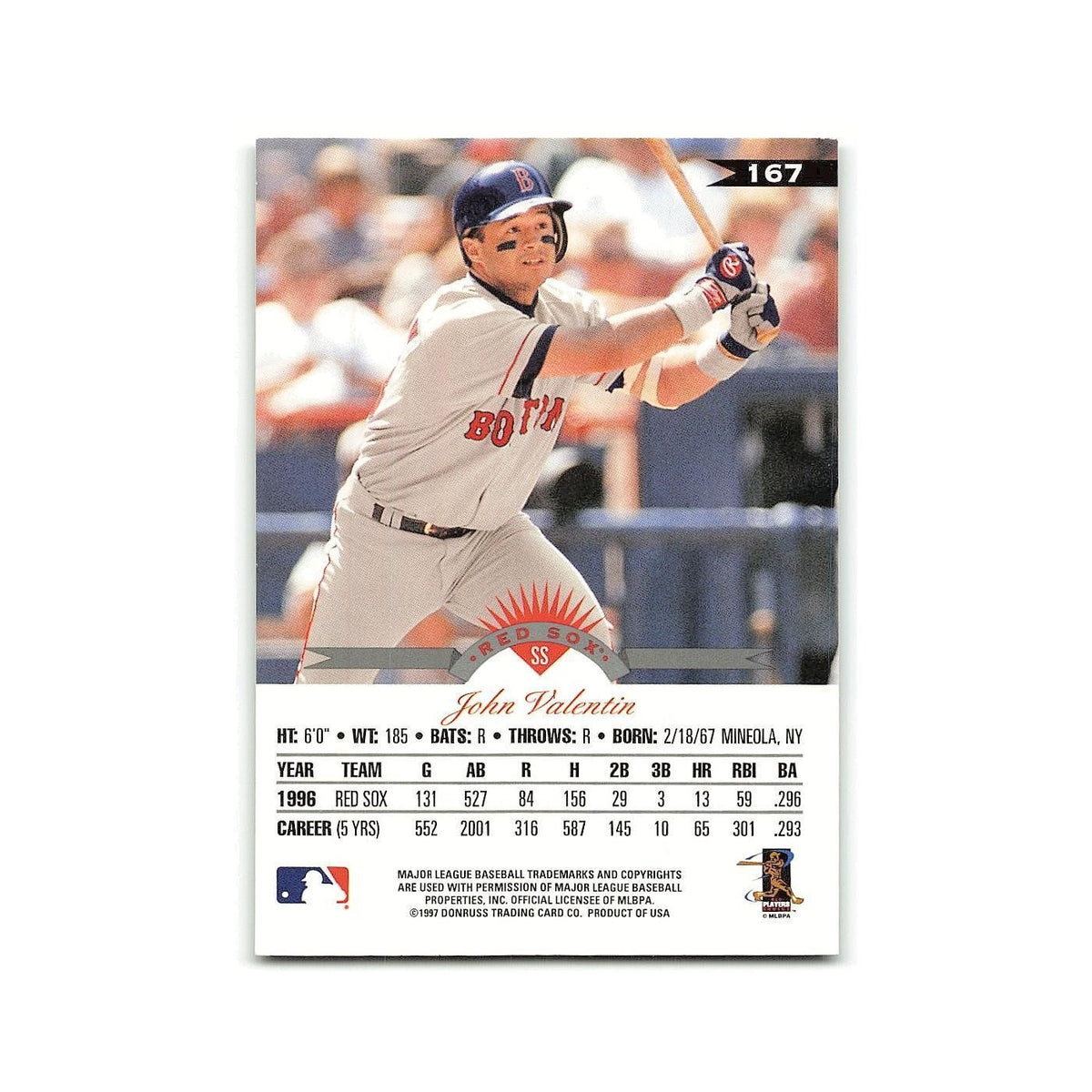 John Valentin 1997 Leaf #167 Boston Red Sox Baseball Card NM