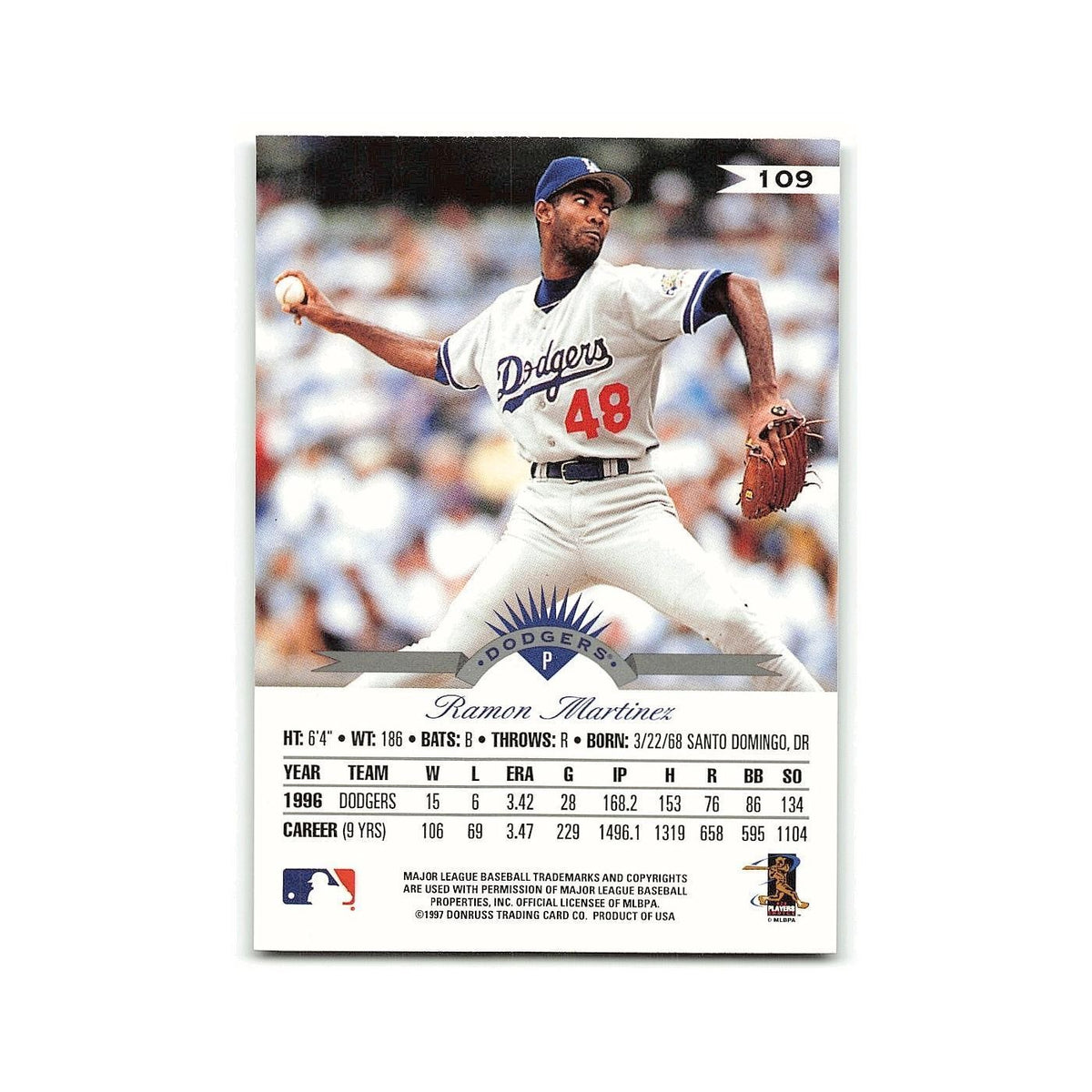 Ramon Martinez 1997 Leaf #109 Los Angeles Dodgers Baseball Card NM