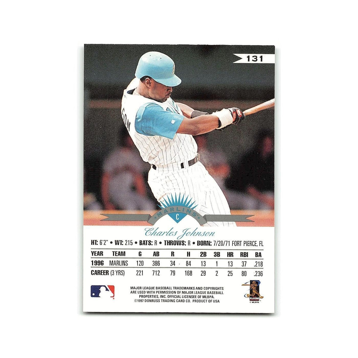 Charles Johnson 1997 Leaf #131 Florida Marlins Baseball Card NM