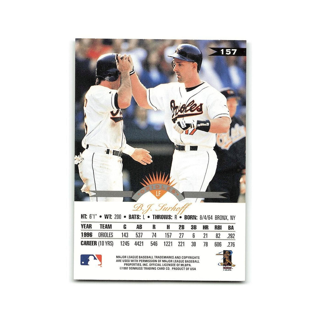 B.J. Surhoff 1997 Leaf #157 Baltimore Orioles Baseball Card NM