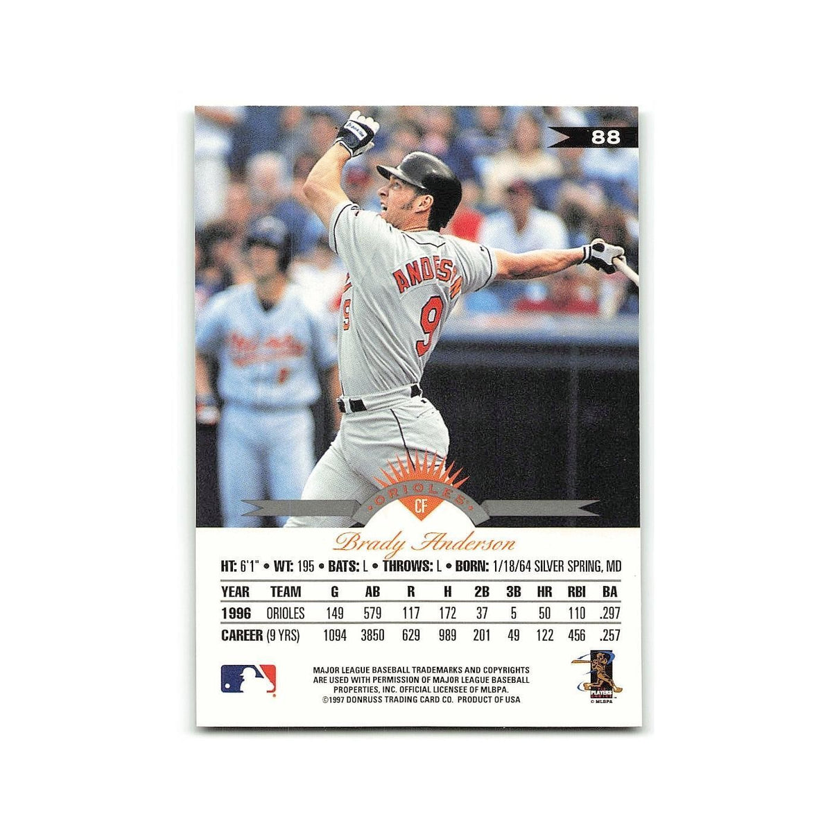 Brady Anderson 1997 Leaf #88 Baltimore Orioles Baseball Card NM