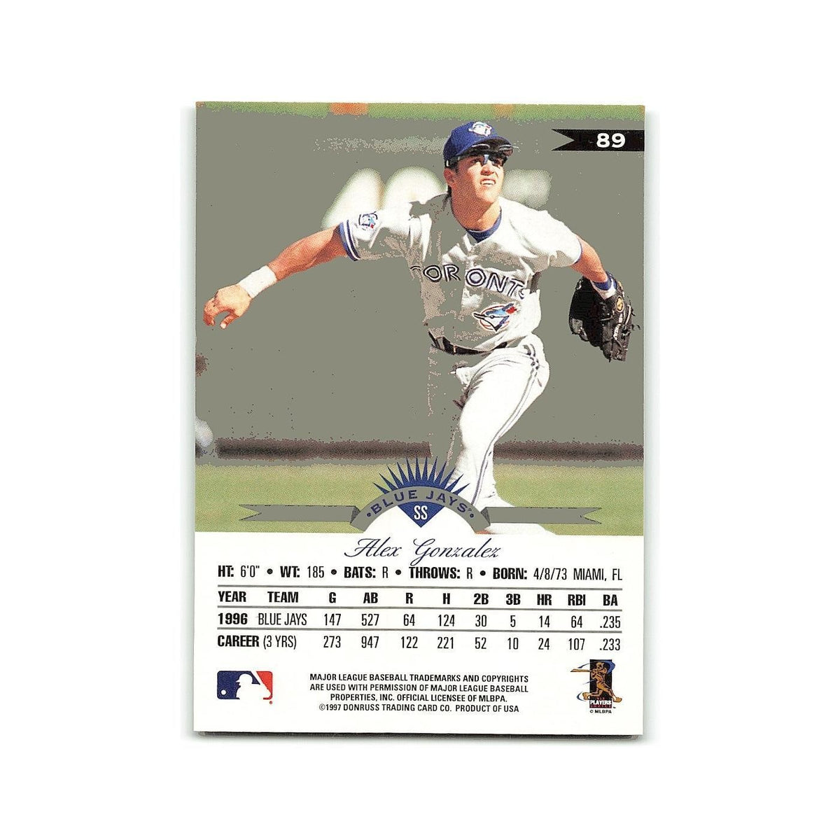Alex Gonzalez 1997 Leaf #89 Toronto Blue Jays Baseball Card NM