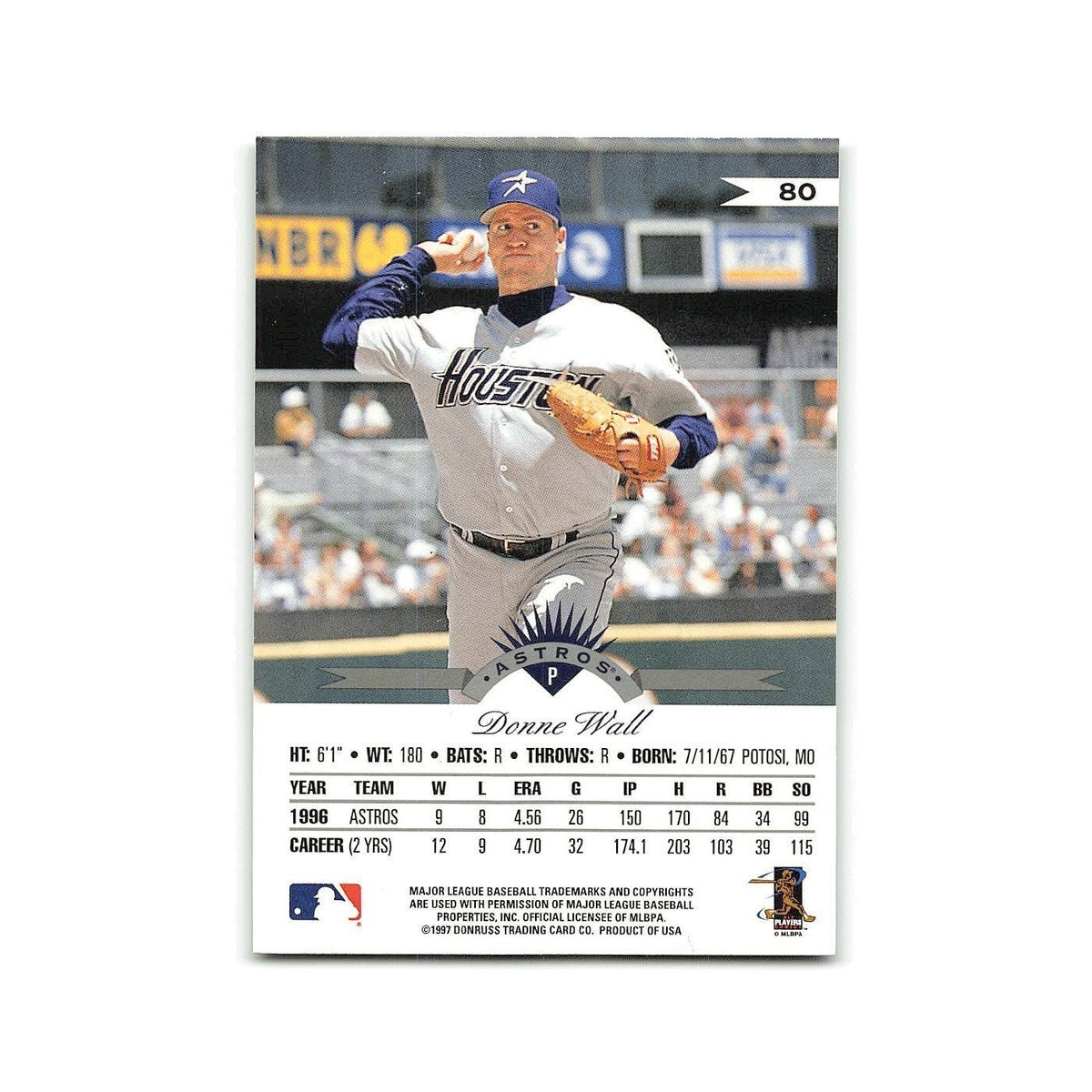 Donne Wall 1997 Leaf #80 Houston Astros Baseball Card NM