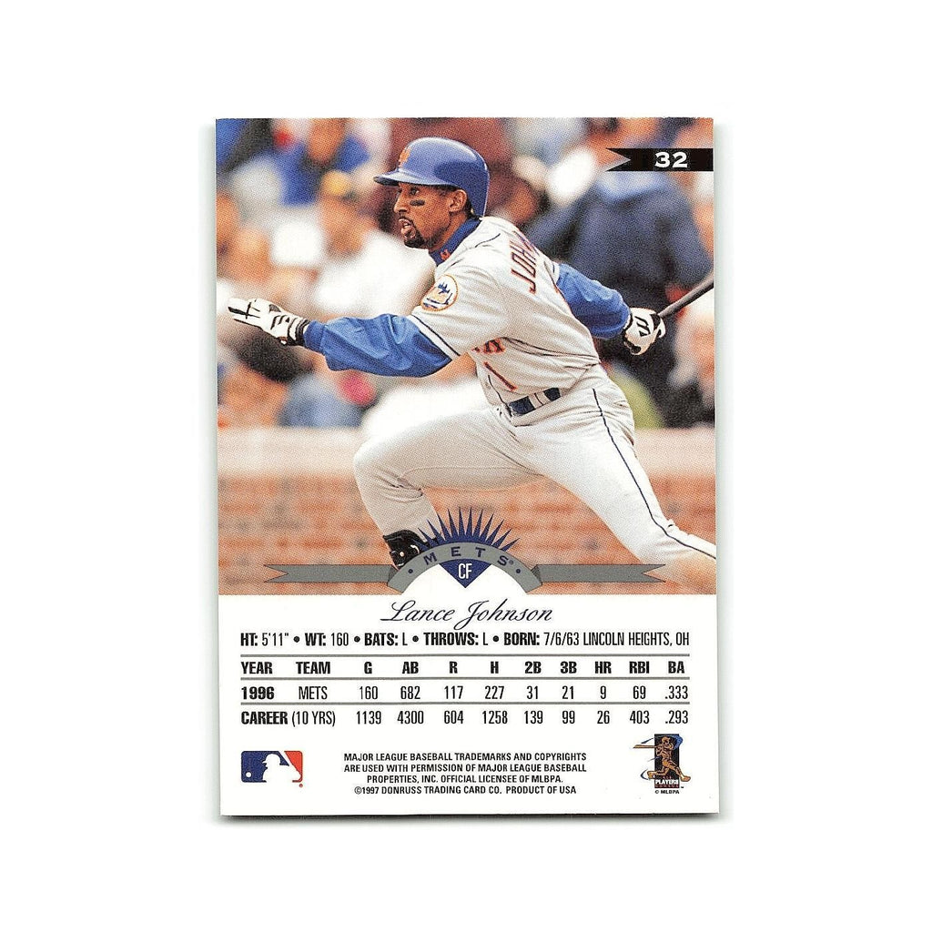 Lance Johnson 1997 Leaf #32 New York Mets Baseball Card NM
