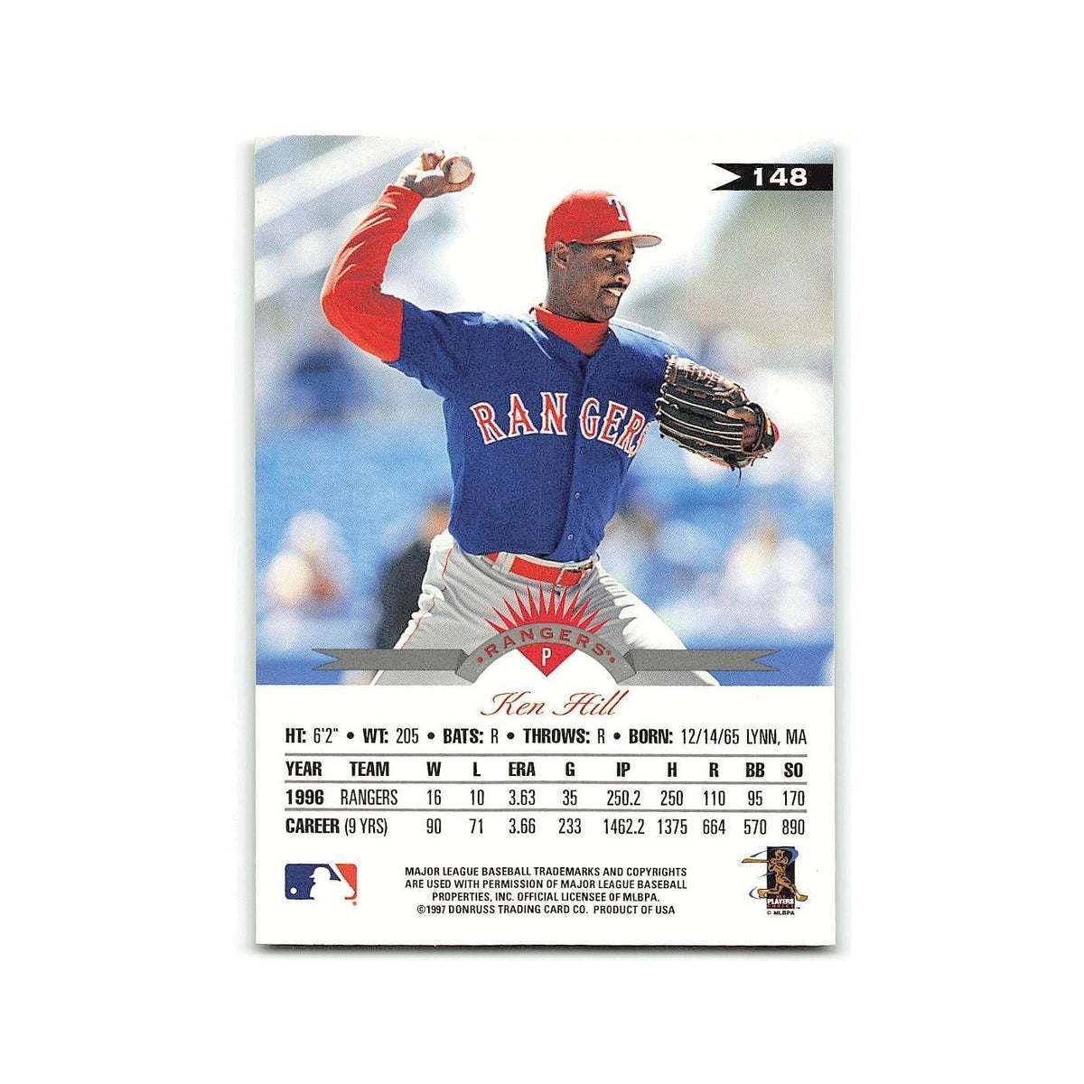 Ken Hill 1997 Leaf #148 Texas Rangers Baseball Card NM