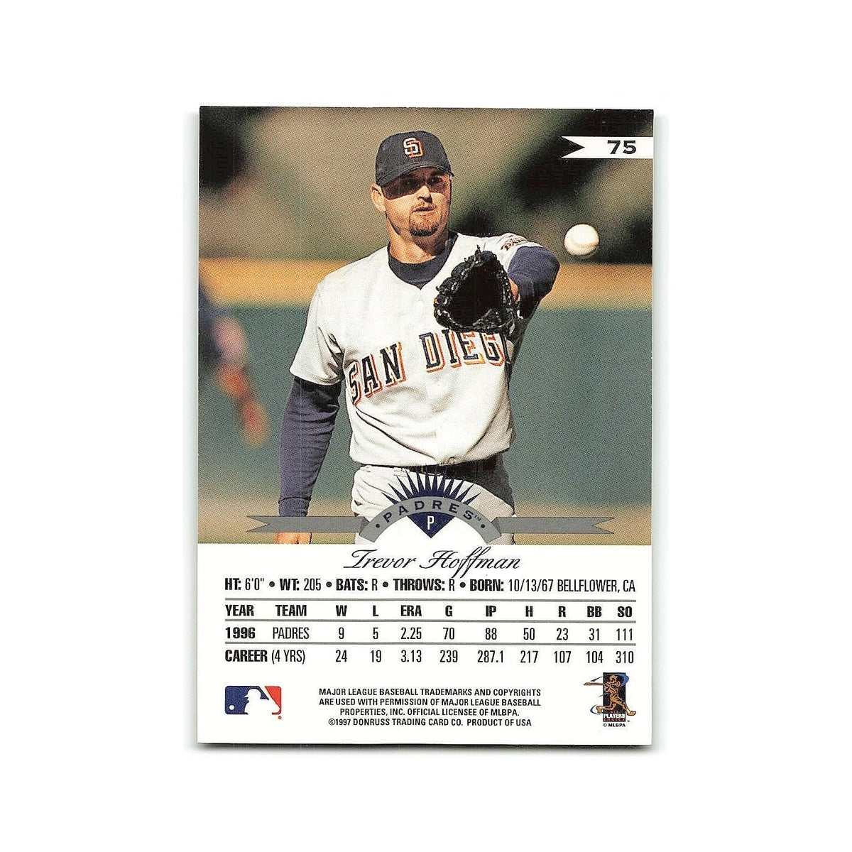 Trevor Hoffman 1997 Leaf #75 San Diego Padres Baseball Card NM