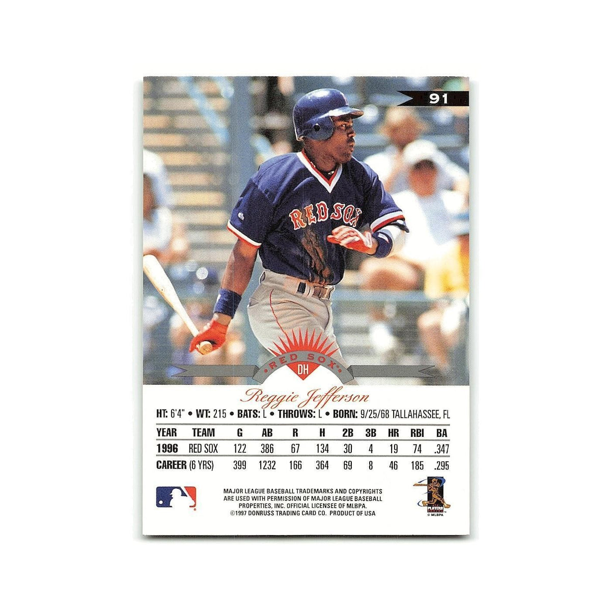 Reggie Jefferson 1997 Leaf #91 Boston Red Sox Baseball Card NM