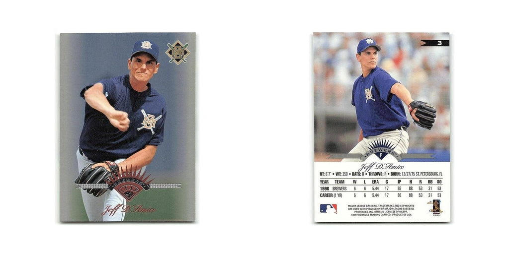 Jeff D'Amico 1997 Leaf #3 Milwaukee Brewers Baseball Card NM