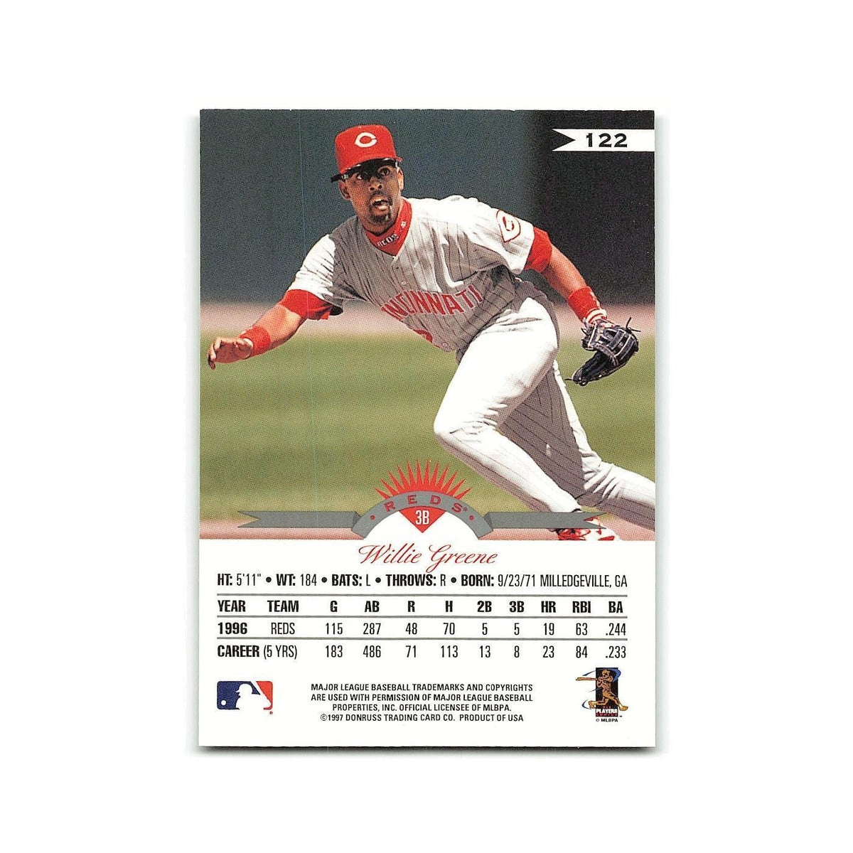 Willie Greene 1997 Leaf #122 Cincinnati Reds Baseball Card NM