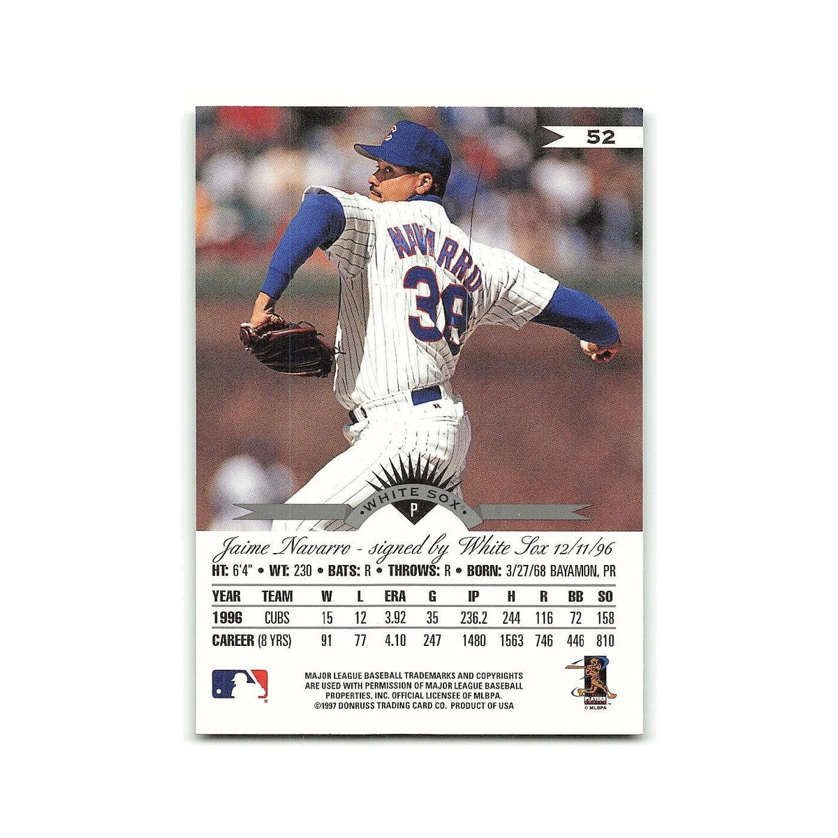 Jaime Navarro 1997 Leaf #52 Chicago White Sox Baseball Card NM