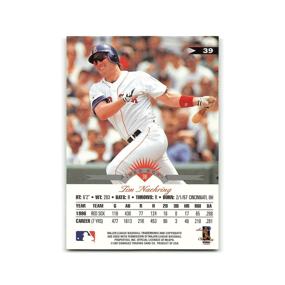 Tim Naehring 1997 Leaf #39 Boston Red Sox Baseball Card NM