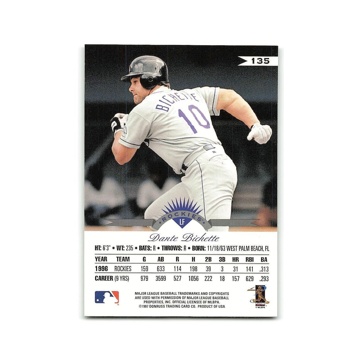 Dante Bichette 1997 Leaf #135 Colorado Rockies Baseball Card NM