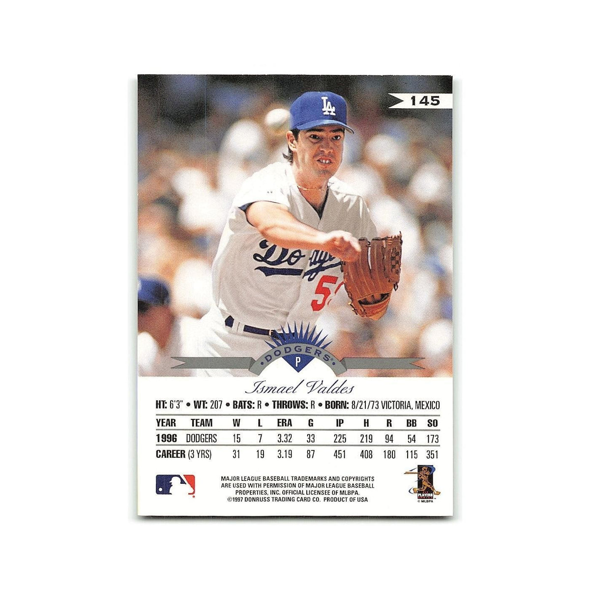 Ismael Valdes 1997 Leaf #145 Los Angeles Dodgers Baseball Card NM