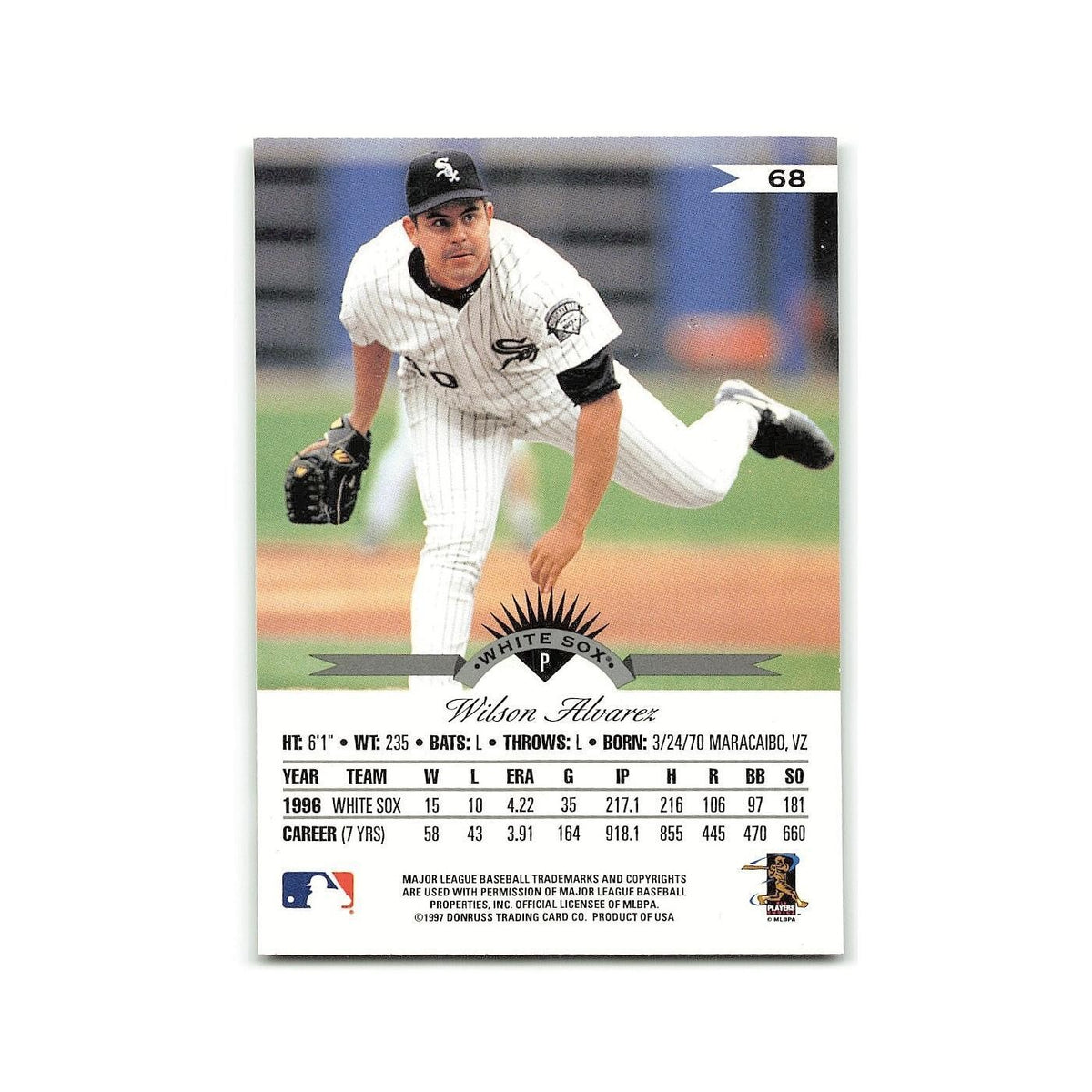 Wilson Alvarez 1997 Leaf #68 Chicago White Sox Baseball Card NM
