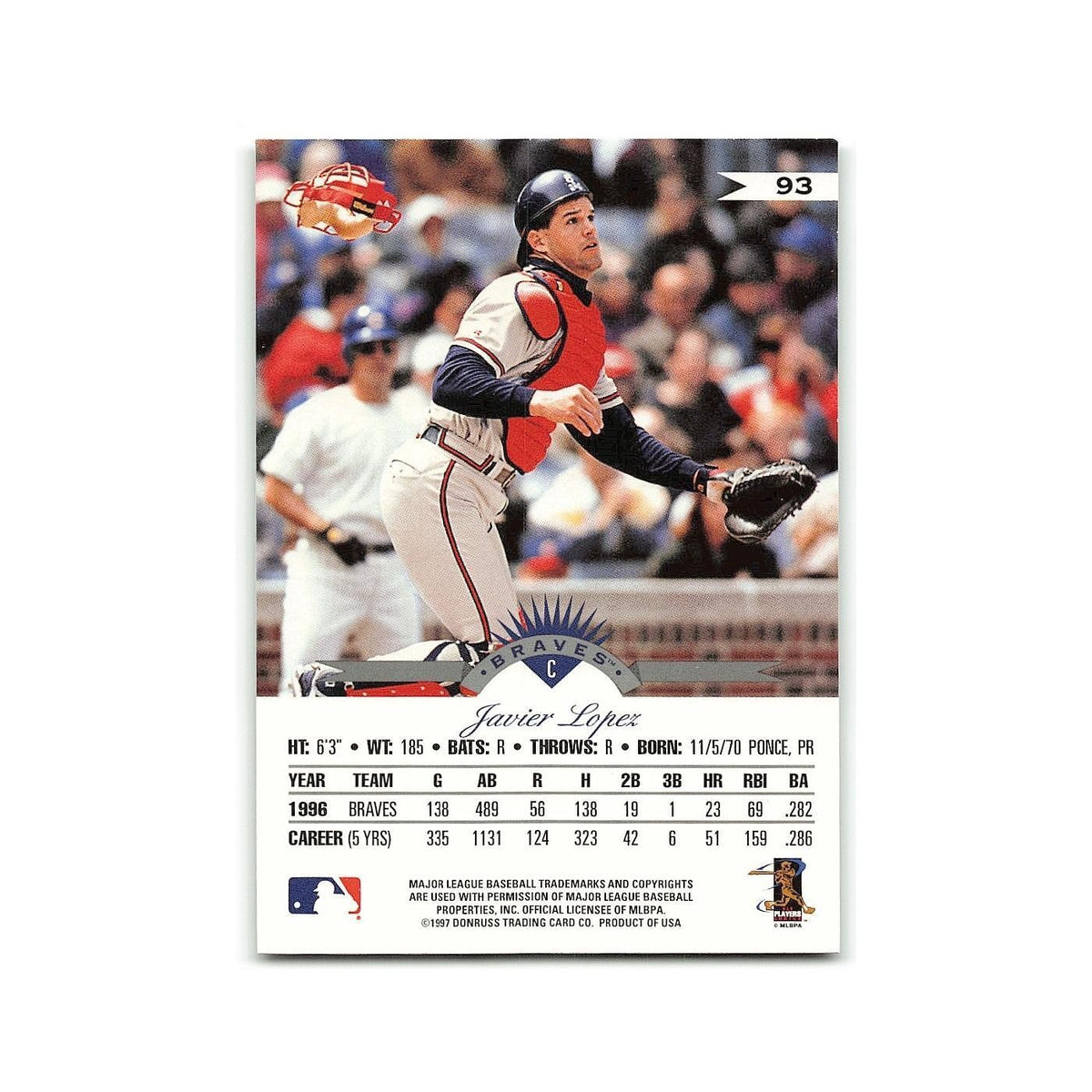 Javy Lopez 1997 Leaf #93 Atlanta Braves Baseball Card NM