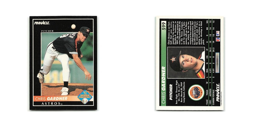 Chris Gardner Rookie 1992 Pinnacle #599 Houston Astros Baseball Card NM