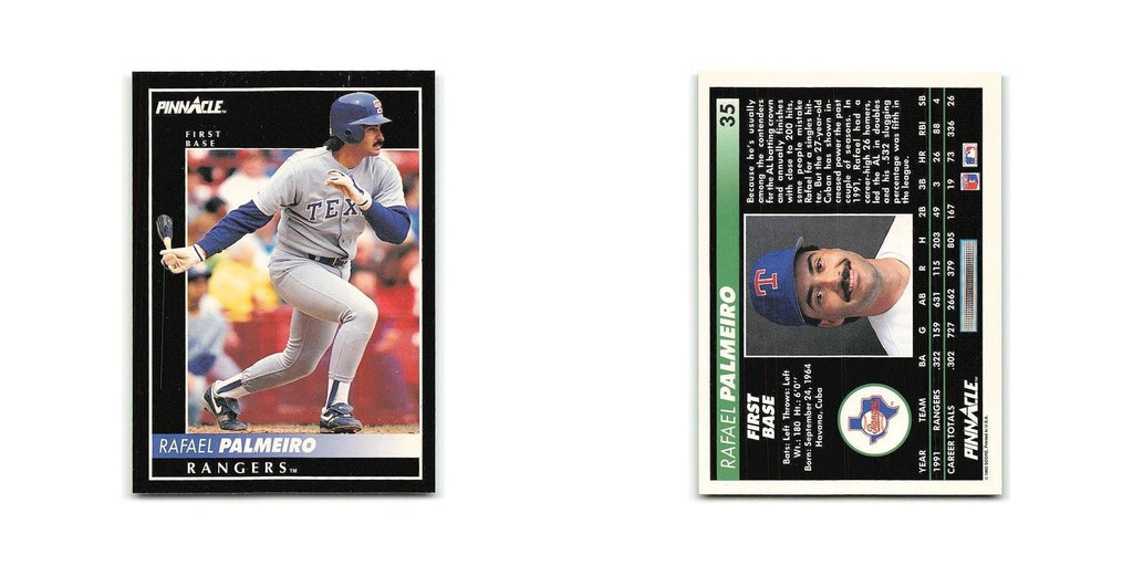 Rafael Palmeiro 1992 Pinnacle #35 Texas Rangers Baseball Card NM