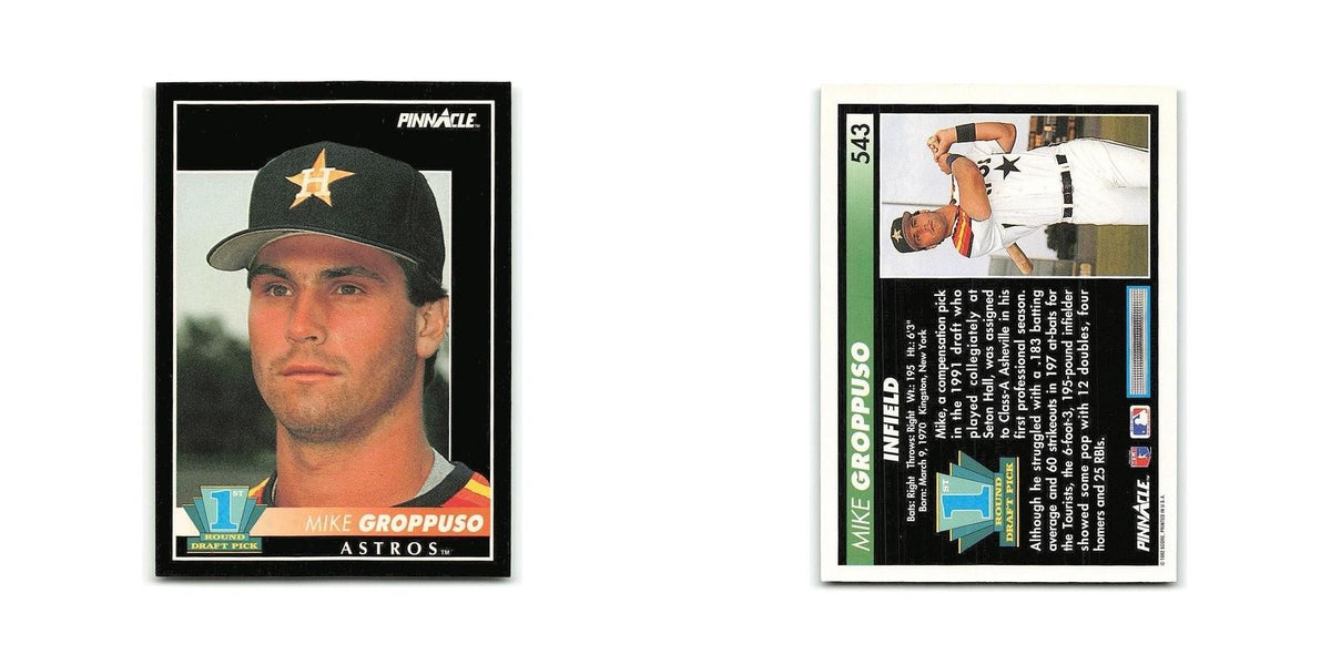 Mike Groppuso Rookie 1992 Pinnacle #543 Houston Astros Baseball Card NM