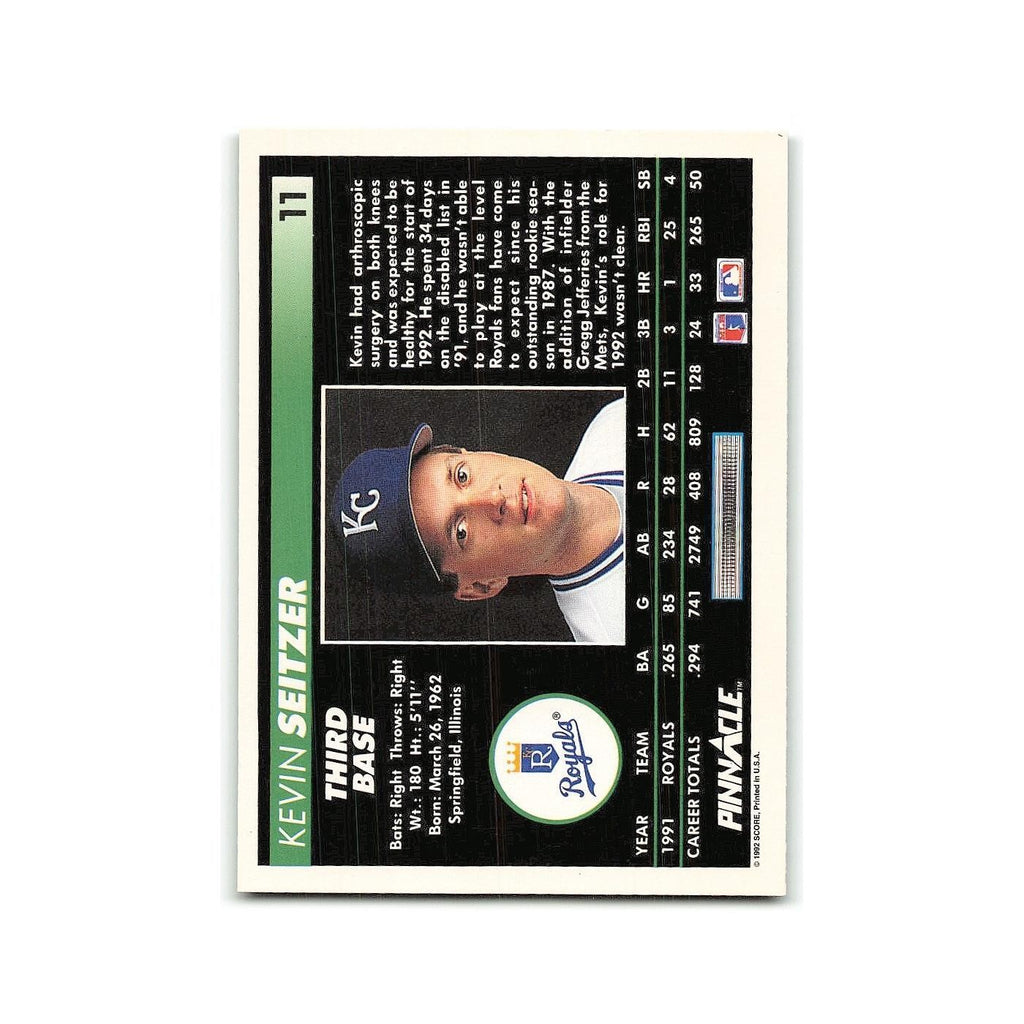 Kevin Seitzer 1992 Pinnacle #11 Kansas City Royals Baseball Card NM