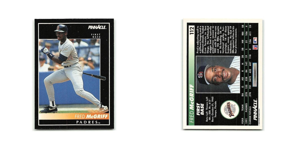 Fred McGriff 1992 Pinnacle #112 San Diego Padres Baseball Card NM