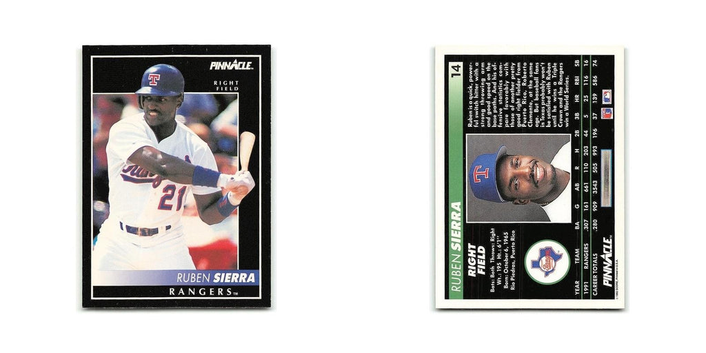 Ruben Sierra 1992 Pinnacle #14 Texas Rangers Baseball Card NM