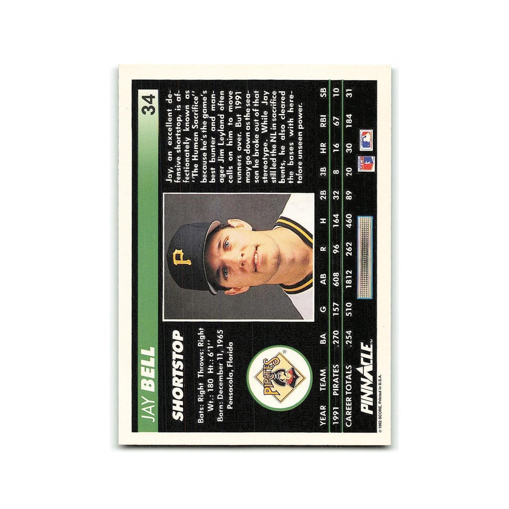 Jay Bell 1992 Pinnacle #34 Pittsburgh Pirates Baseball Card NM