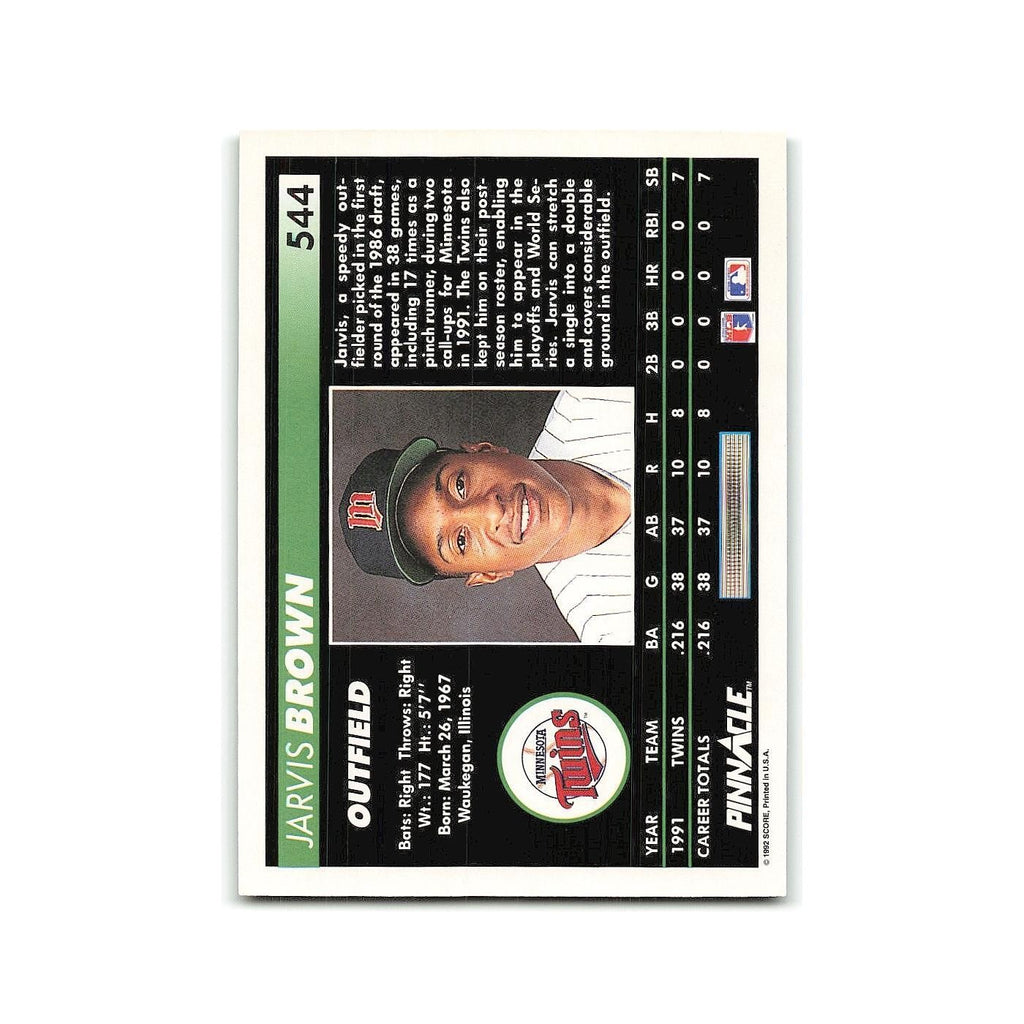 Jarvis Brown Rookie 1992 Pinnacle #544 Minnesota Twins Baseball Card NM