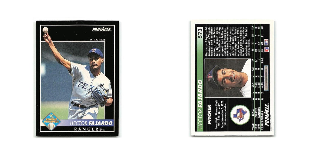 Hector Fajardo Rookie 1992 Pinnacle #573 Texas Rangers Baseball Card NM