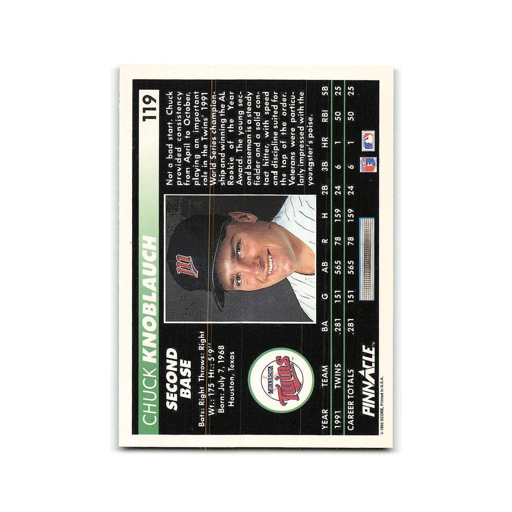 Chuck Knoblauch 1992 Pinnacle #119 Minnesota Twins Baseball Card NM