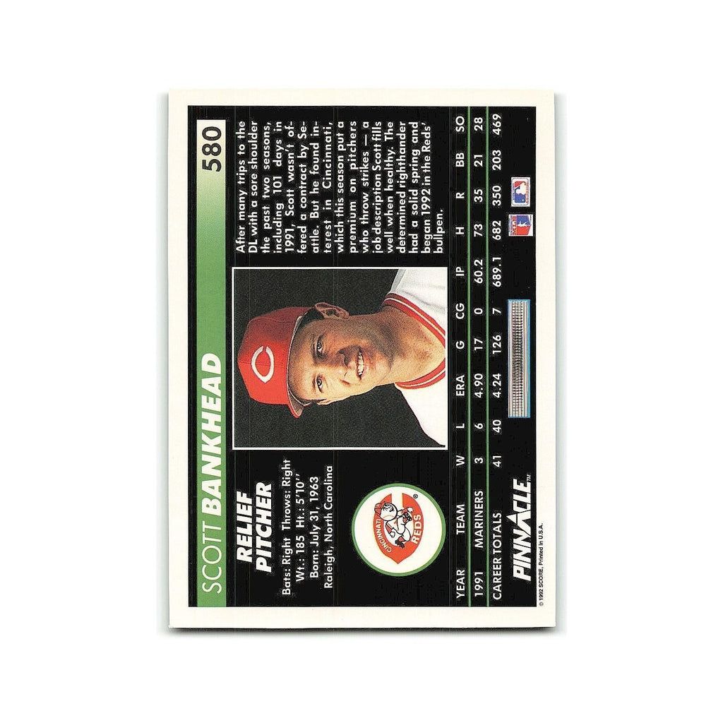 Scott Bankhead Rookie 1992 Pinnacle #580 Cincinnati Reds Baseball Card NM