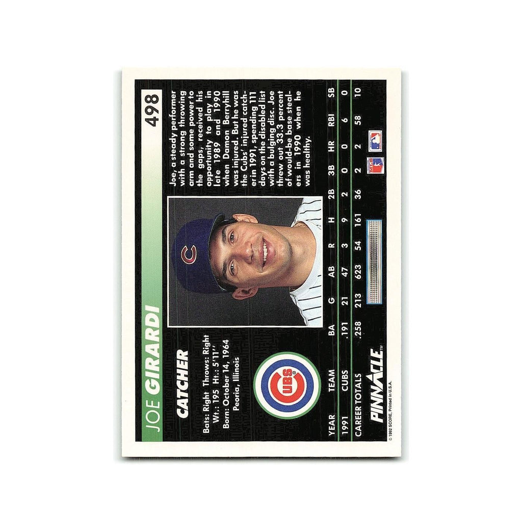 Joe Girardi 1992 Pinnacle #498 Chicago Cubs Baseball Card NM