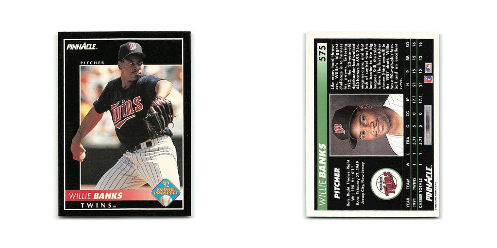 Willie Banks Rookie 1992 Pinnacle #575 Minnesota Twins Baseball Card NM