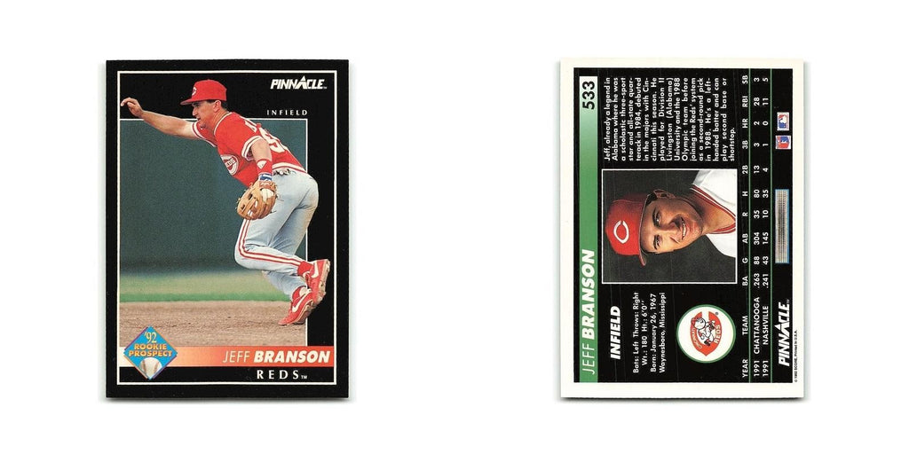 Jeff Branson Rookie 1992 Pinnacle #533 Cincinnati Reds Baseball Card NM