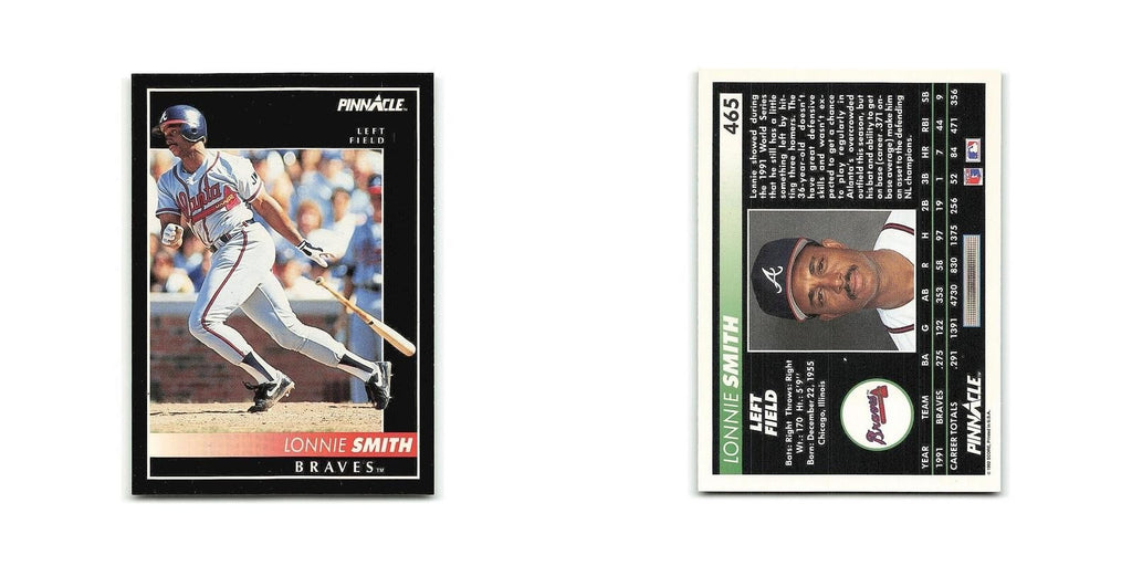 Lonnie Smith 1992 Pinnacle #465 Atlanta Braves Baseball Card NM